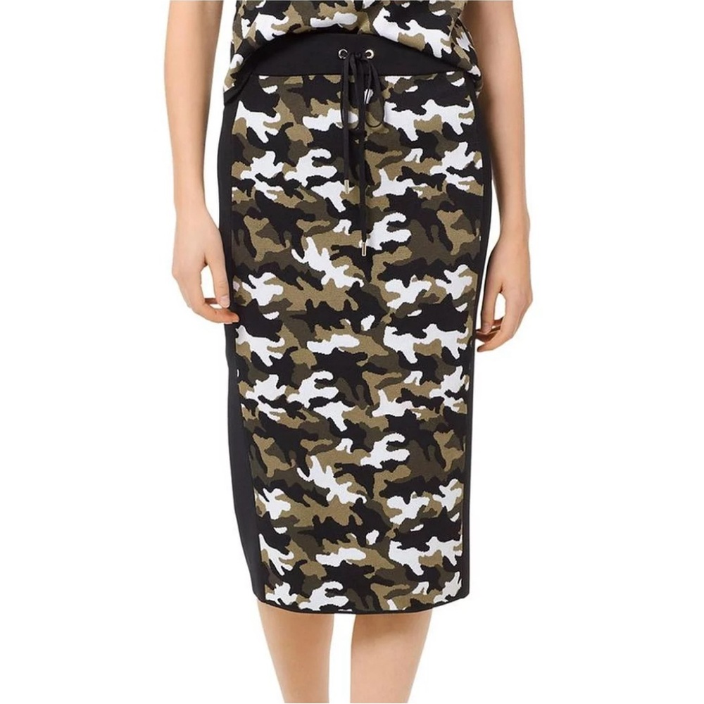 MICHAEL Michael Kors Womens Camouflage Tie Waist pencil skirt limited edition